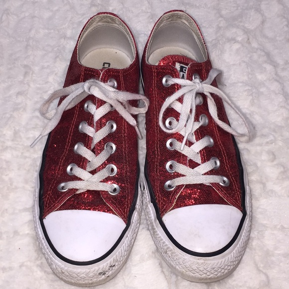 red sparkly converse